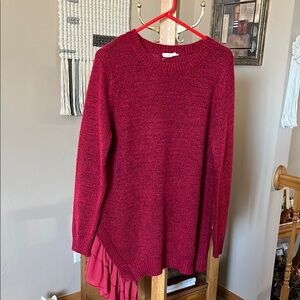 Entro Knit Sweater with Asymmetrical Hem, Large